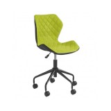 Scaun birou copii HM Matrix, Ergonomic, Cadru Cromat, Stofa/Piele ecologica, Roti pivotante, Inaltime reglabila, 100 Kg, Negru/Verde