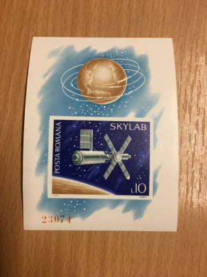 ROMANIA 1974 &amp;ndash; COSMOS SKYLAB, bloc NDT nestampilat, MT9 foto