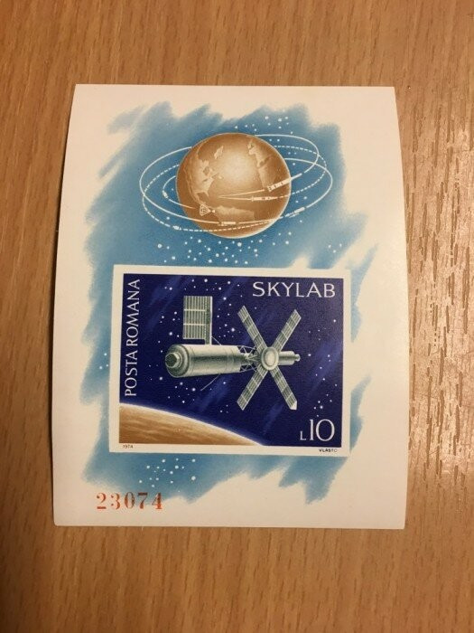 ROMANIA 1974 &ndash; COSMOS SKYLAB, bloc NDT nestampilat, MT9