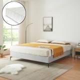 Pat tapitat cu saltea Lilla 180x200cm textil gri deschis [en.casa] HausGarden Leisure, [en.casa]