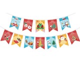 Decoratiune de craciun, flippy, tip banner, 12 piese, pentru usa sau perete, multicolor, sfoara inclusa, model b