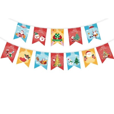 Decoratiune de craciun, flippy, tip banner, 12 piese, pentru usa sau perete, multicolor, sfoara inclusa, model b foto