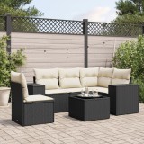 vidaXL Set mobilier de grădină cu perne, 6 piese, negru, poliratan 3222575