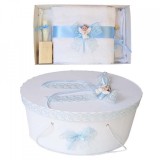 Set trusou botez si cutie trusou, Ingeras, dantela bleu, Denikos&reg; 446