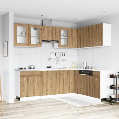 vidaXL Set dulapuri bucătărie Lyon 11 piese Artisan Stejar lemn prelucrat 3328576 foto