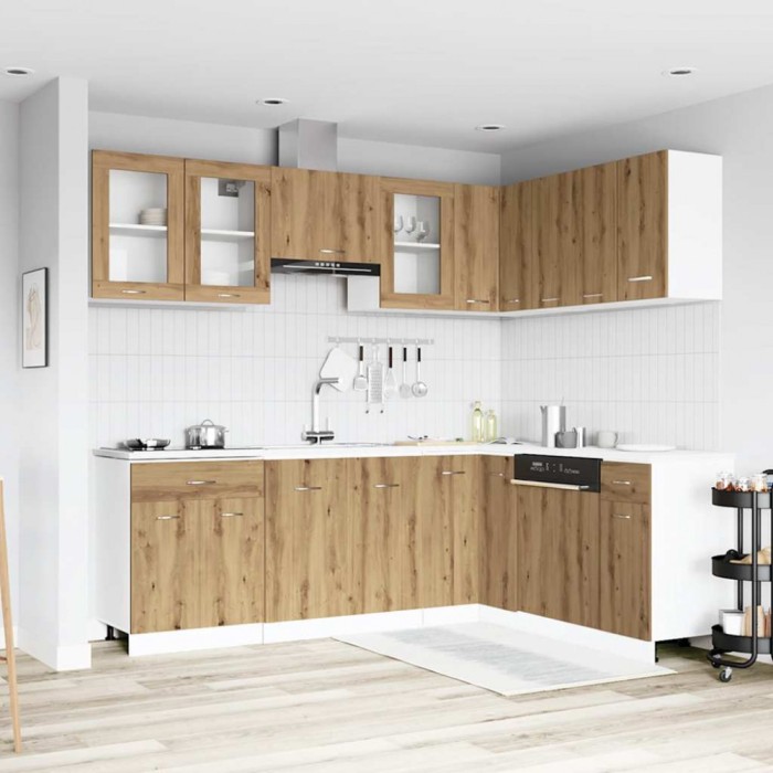 vidaXL Set dulapuri bucătărie Lyon 11 piese Artisan Stejar lemn prelucrat 3328576