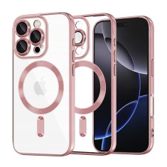 Husa premium iPhone 16 Pro Max Techsuit Luxury Crystal MagSafe, roz foto