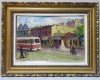 Nicolcea Spineni - Vedere din Piata Matache, Ulei/Carton, 26.5x38 cm - Semnat