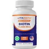 Supliment alimentar Vitamatic Biotină 10.000 mcg, vegan, 365 tablete