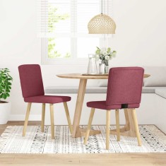 vidaXL Scaune de bucătărie, 2 buc., roșu vin, material textil 4101200