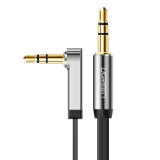 Cablu Plat &icirc;n Unghi Ugreen Cablu Audio AUX 3,5 Mm Mini Mufă 0,5 M Negru (AV119 10596)