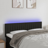 VidaXL Tăblie de pat cu LED, negru, 144x5x78/88 cm, textil