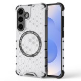 Husa transparenta Samsung Galaxy S25 Techsuit HoneyComb Shield MagSafe, alb