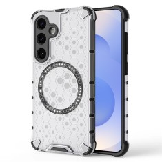 Husa transparenta Samsung Galaxy S25 Techsuit HoneyComb Shield MagSafe, alb foto
