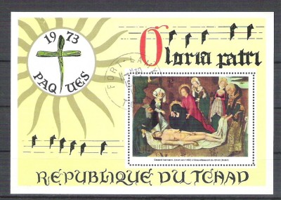 Tchad 1973 Painting, Religion, perf. sheet, used R.071 foto