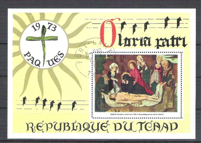 Tchad 1973 Painting, Religion, perf. sheet, used R.071
