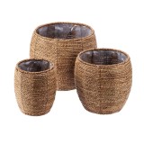 Cumpara ieftin Set 3 ghivece flori fibre naturale maro IIII 18,5 x 14,5 cm, 25 x 23 cm, 32 x 31 cm