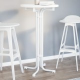 Masa bucatarie vidaXL, alba, rotunda, pliabila, 60x110 cm, lemn prelucrat si otel