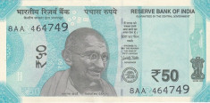 India 50 Rupii 2015 (Gandhi in stanga) - B11, P-111 UNC !!! foto