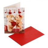 Felicitare Dragoste Teddy Bears, Model Ursuleți, Culoare Roșu, Dimensiune 13x19cm, Cu Plic, Oem