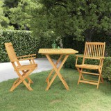VidaXL Set mobilier grădină pliabil, 3 piese, lemn masiv acacia