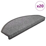 vidaXL Covorașe pentru scări, 20 buc., 65x24x4 cm, gri &icirc;nchis, semirotunde, mari 3365790