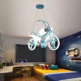 Lustra LED pentru copii MOTO, model motocicleta, 40W, albastru-alb