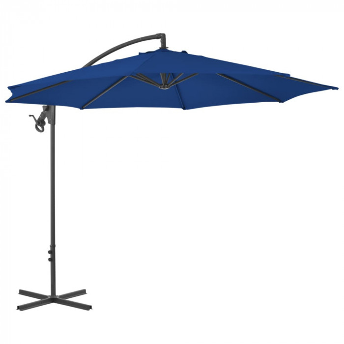 Umbrela suspendata cu stalp din otel, albastru azuriu, 300 cm GartenMobel Dekor
