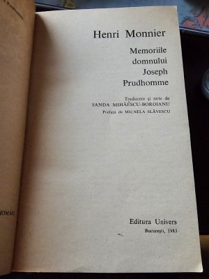 Memoriile domnului Joseph Prudhomme foto