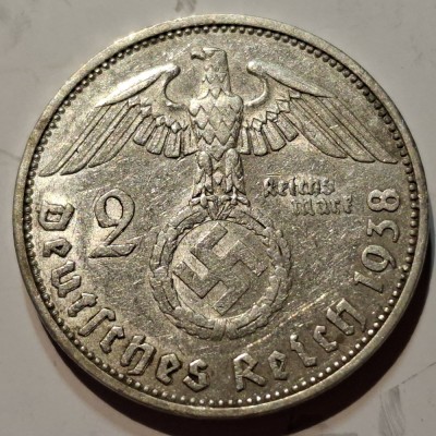 Germania Nazista 2 reichsmark 1938 A argint foto