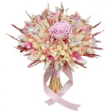 Buchet roz pal personalizabil cu trandafiri criogenati si flori naturale uscate, Eventissimi&reg;
