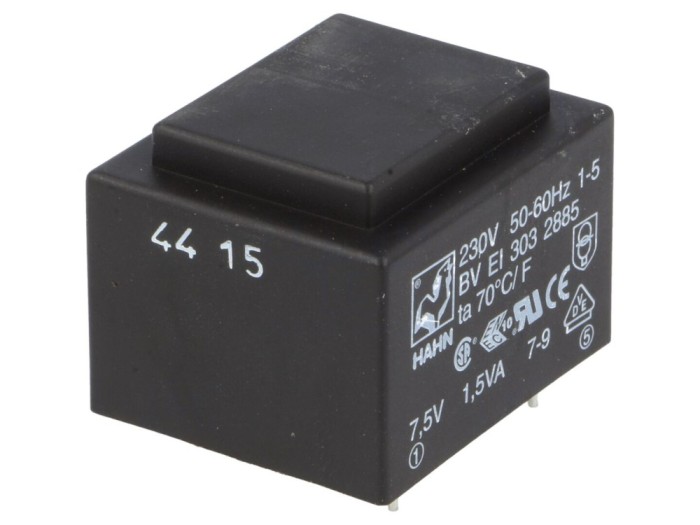 Transformator PCB 1,5VA 7,5V