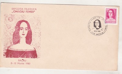 bnk fil - Plic ocazional Expofil Omagiu femeii Bacau 1980 foto