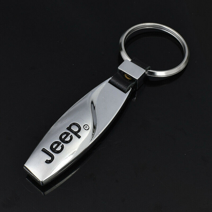 Breloc nou auto pentru JEEP metalic si detaliu piele eco si cutie simpla cadou