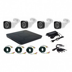 Kit 4 camere supraveghere 2MP Full HD 1080p, IR 30m, Exterior + DVR 4 canale 5MP + Sursa + Cablu sertizat + Cablu splitter foto