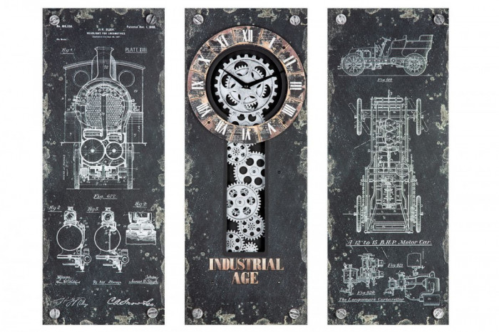 Ceas de perete steampunk din metal Industrial Age 69 cm