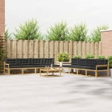 vidaXL Set de canapele de exterior 9 pcs Alb și antracit 3386226
