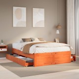 VidaXL Cadru pat fără saltea/cu sertare maro 140x200 cm lemn masiv pin