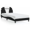 Cadru de pat Viana fara saltea negru si alb 100x200cm piele artificiala
