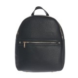 Rucsac negru casual din piele ecologica cu buzunar frontal