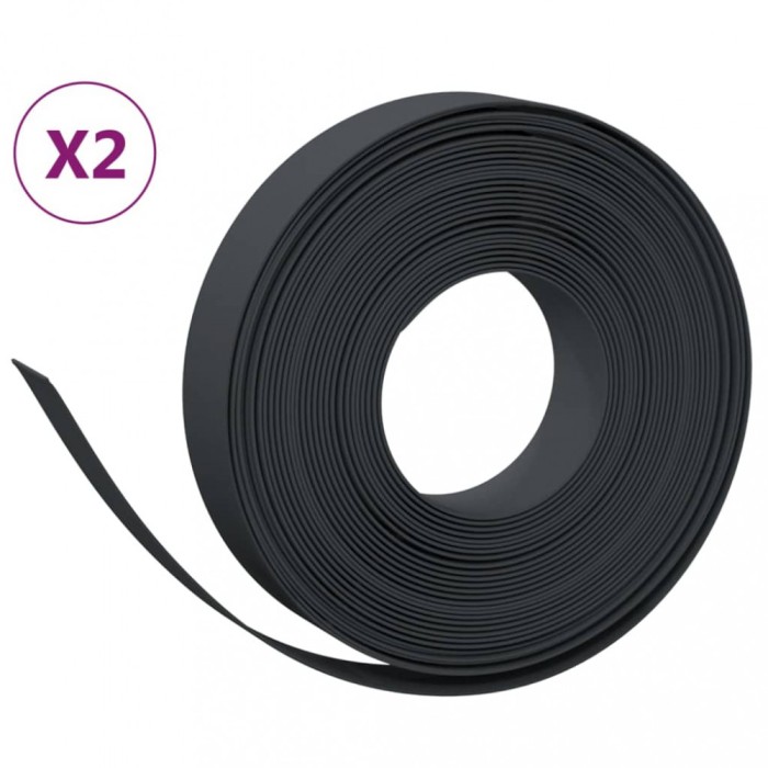 Borduri de gradina, 2 buc, negru, 10 m 10 cm, polietilena