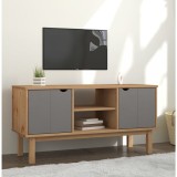 Cumpara ieftin Dulap TV OTTA, maro și gri, 113,5x43x57 cm, lemn masiv de pin