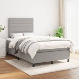 Cumpara ieftin Pat box spring cu saltea, gri deschis, 120x200 cm, textil