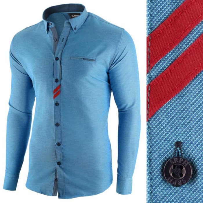 Camasa pentru barbati, albastru, slim fit, casual - Monument Pierre Camasa pentru barbati, albastru, slim fit, casual - Monument Pierre