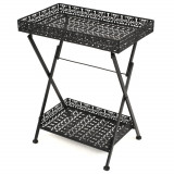 Cumpara ieftin Măsuță de ceai pliabilă stil vintage negru 58x35x72 cm metal