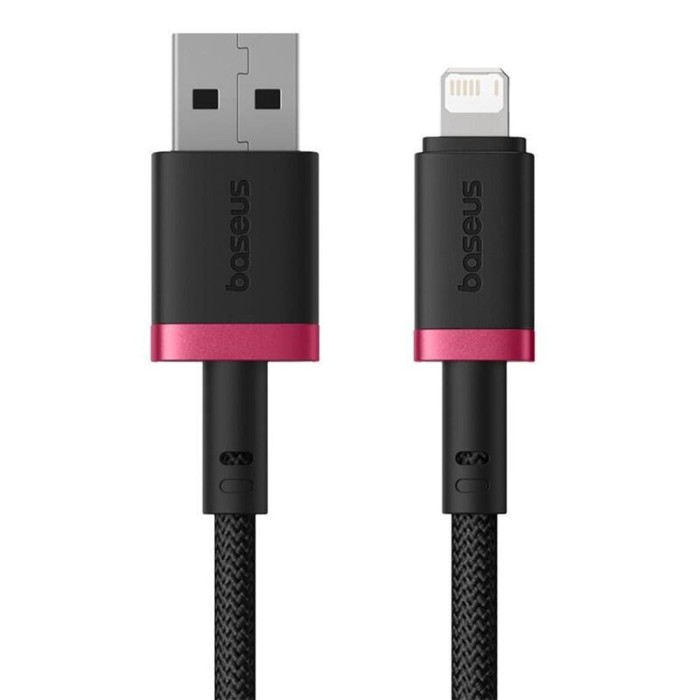 Cablu Baseus Dura Series USB to Lightning, Fast Charging, 2.4A, 480Mbps, Nylon, 2m - Red Black
