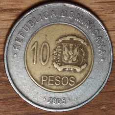 Republica Dominicana - moneda exotica bimetal - 10 pesos 2005 - frumoasa !