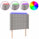 Cumpara ieftin Tablie de pat cu LED, gri deschis, 93x16x118/128 cm, textil