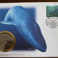 australia - balena - FDC cu medalie, fauna wwf