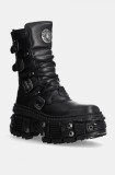 New Rock bocanci de piele Itali Negro Nomada Negro + Tank Casco Negro femei, culoarea negru, cu platforma, M-WALL373-S11